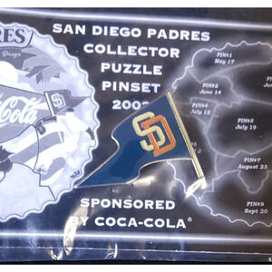 2002 MLB San Diego Padres Team Pendant Flag Coca-Cola Collector Puzzle Pin Set